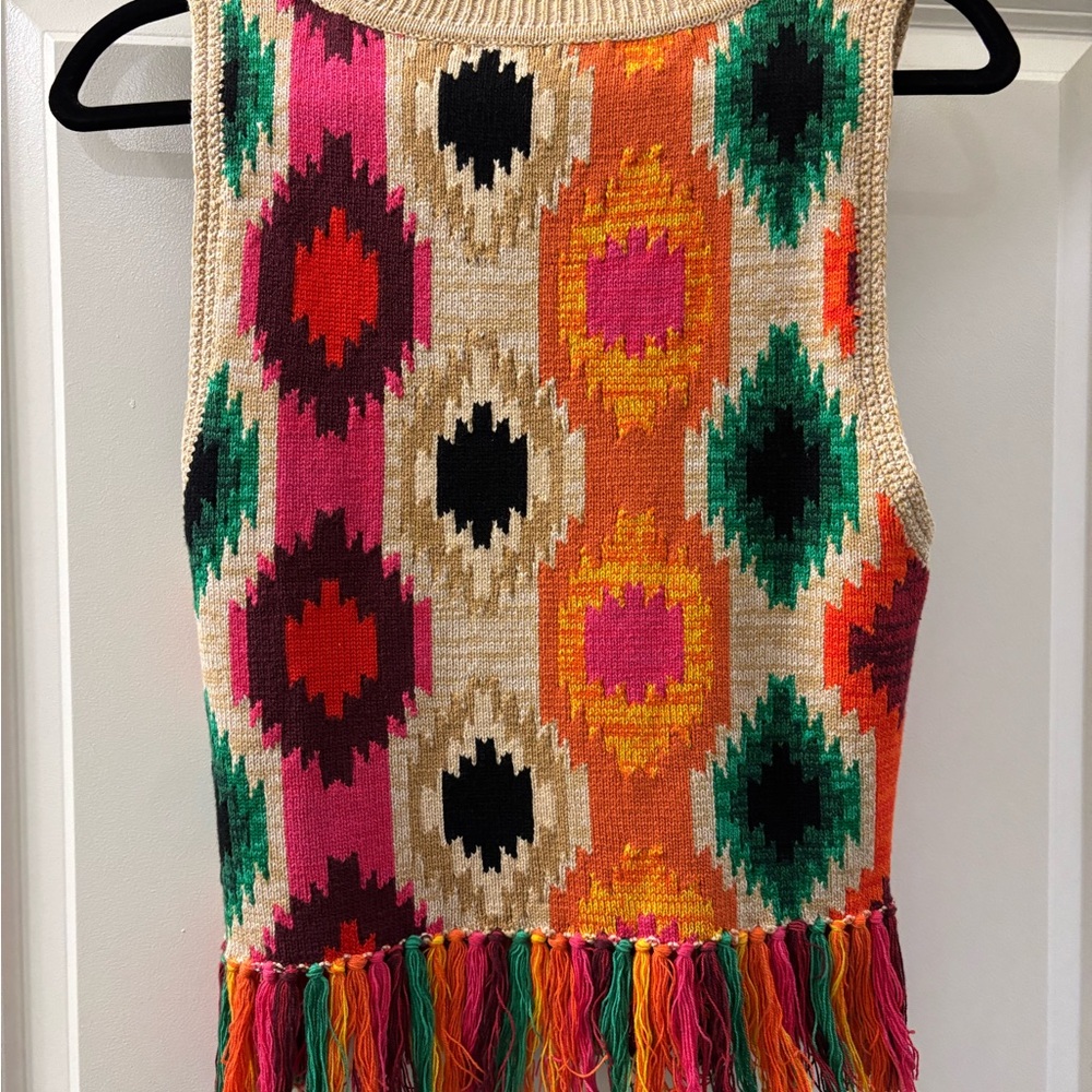 Colorful Patterned Fringe Top - Picture 3 of 3